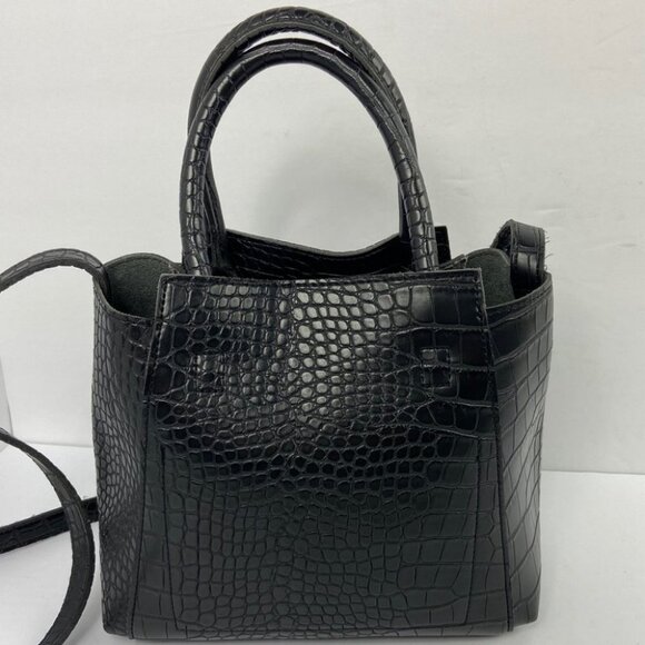 The Lovely Tote Vegan Leather Black‎ Purse Bag Shoulder Top Handle Faux Snake - Picture 7 of 14